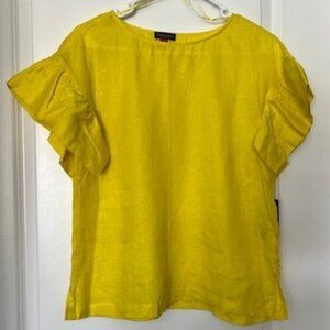 NWT Vince Camuto yellow linen summer top, size small